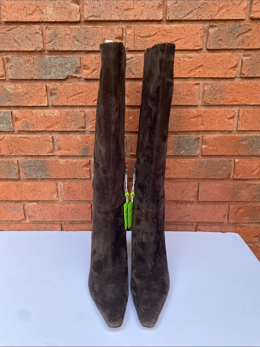 Sam Edelman Brown Suede Knee-High Heeled Boots 9 - Picture 2 of 11